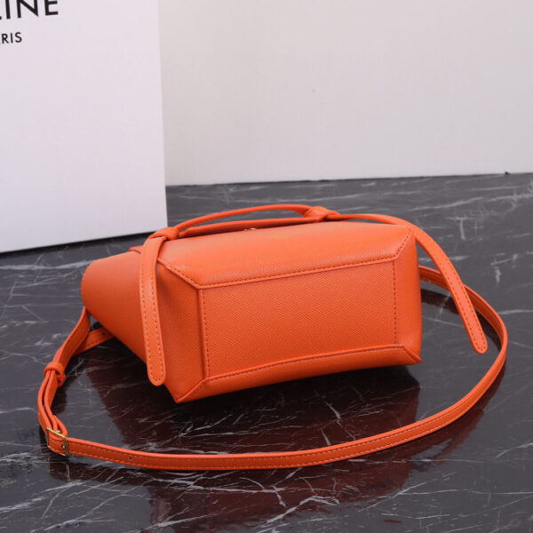 Celine Nano Belt Bag In Grained Calfskin Leather Orange Bag - Image 5