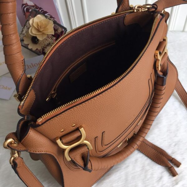 Chloe Marcie Double Carry Brown Bag - Image 6