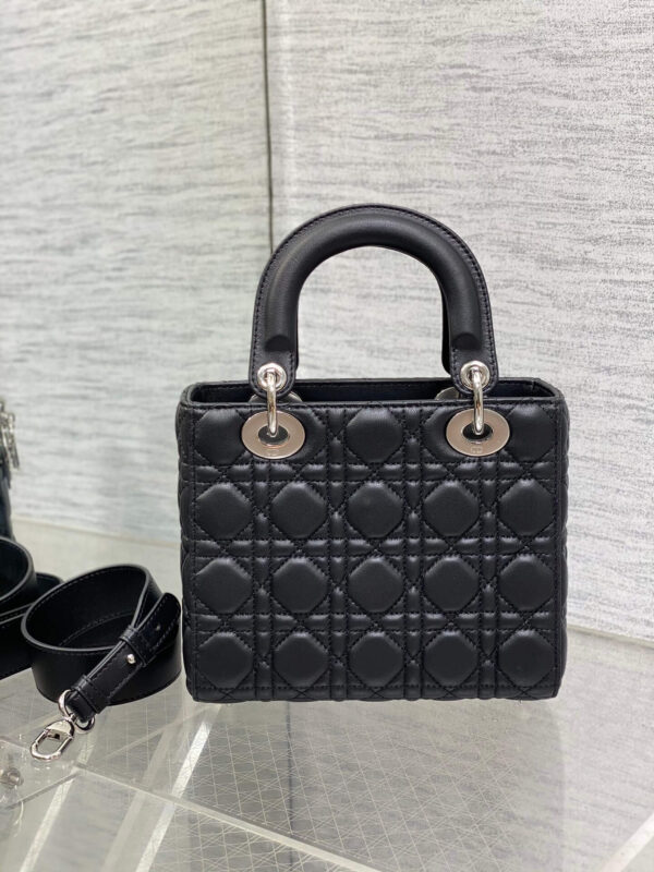 Lady Dior Bag Black Silver Hardware - Image 6