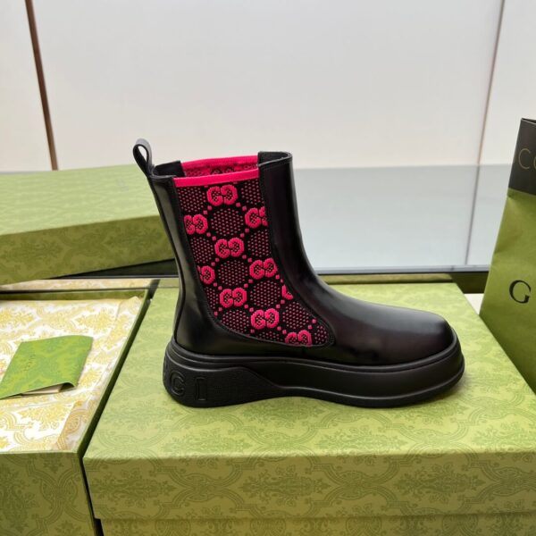 Gucci GG Motif Leather Ankle Boots - Image 9