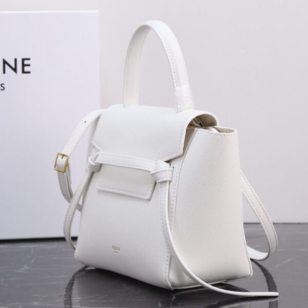 Celine Nano Belt Bag In Grained Calfskin Leather White Bag - Image 5