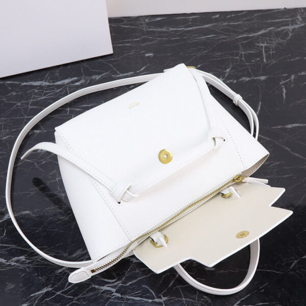 Celine Nano Belt Bag In Grained Calfskin Leather White Bag - Image 4