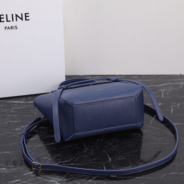 Celine Nano Belt Bag In Grained Calfskin Leather Blue Bag - Image 6