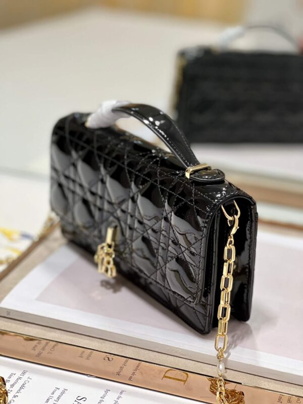 Miss Dior Top Handle Bag Black in Patent Leather - Image 5