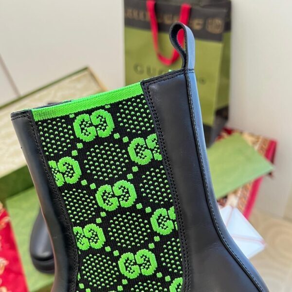 Gucci GG Motif Leather Ankle Black Boots - Image 8