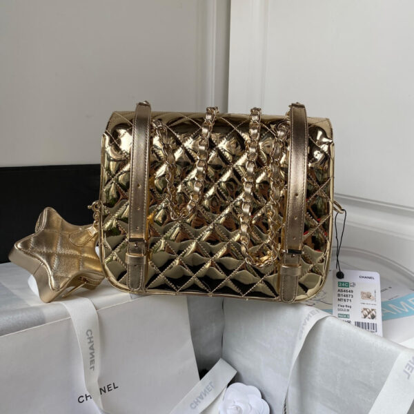 Chanel 24C Backpack with Star Patent Gold - Image 7
