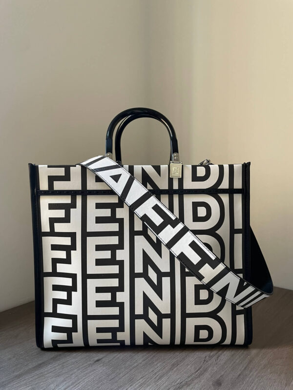 Fendi Sunshine Roma Bag Capsule Leather Black/White - Image 5