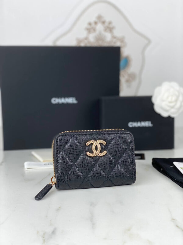 Chanel Zipped Coin Black Purse