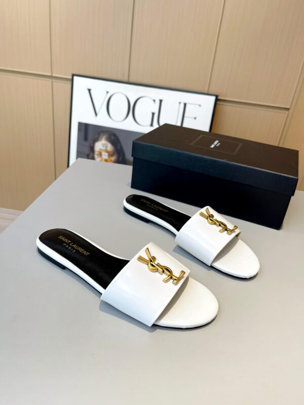 YSL Flat White Slides - Image 6