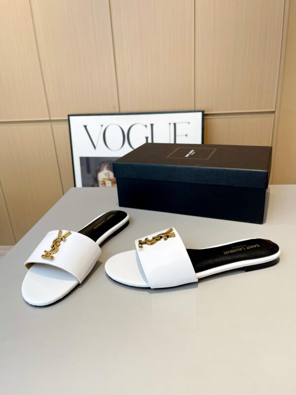 YSL Flat White Slides - Image 7