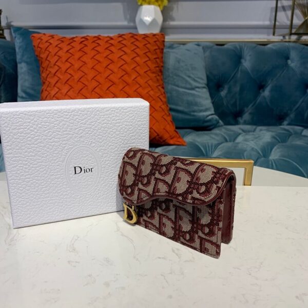 Dior Saddle Flap Card Holder Red - Image 8