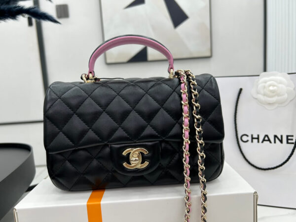 Chanel Mini Rectangular Flap with Top Handle Black Bag