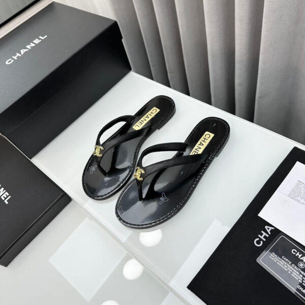 Chanel Flip Flops Black Sandals