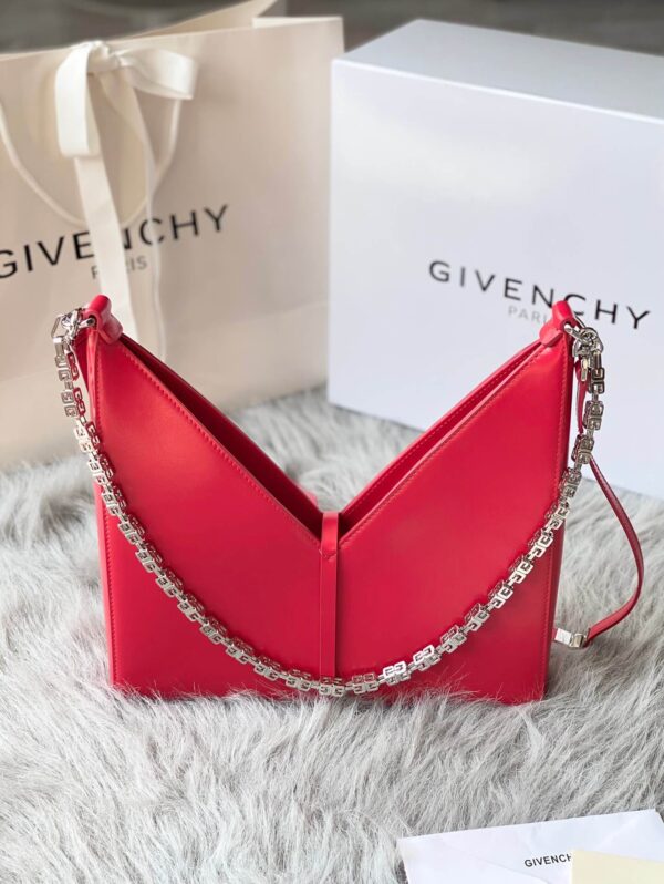 Givenchy V-Shaped Cut Out Chain Bag Red - Image 7