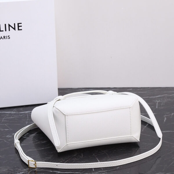 Celine Nano Belt Bag In Grained Calfskin Leather White Bag - Image 6