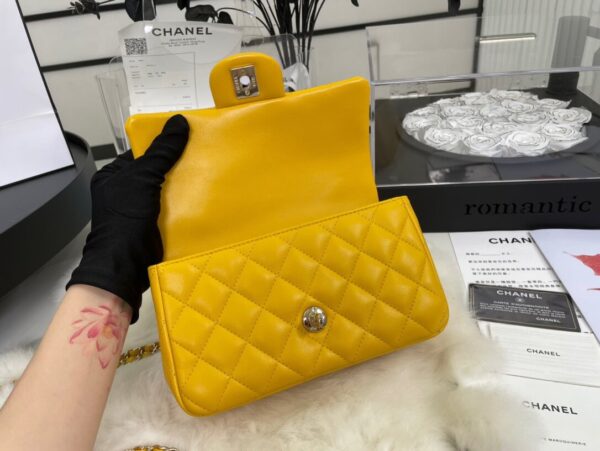 Chanel Mini Rectangular Flap with Top Handle Yellow Bag - Image 8