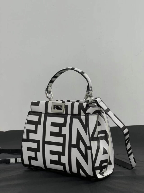 Fendi Peekaboo Bag Capsule Leather Black/White - Image 9