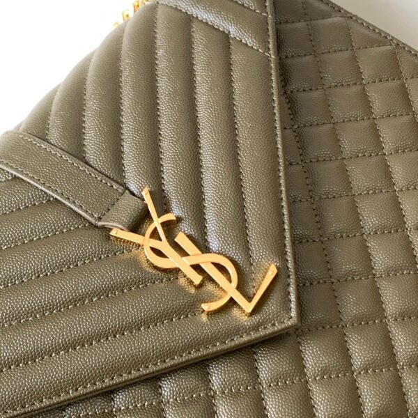 YSL Large Envelope Matelassé Leather Shoulder Bag - Image 9
