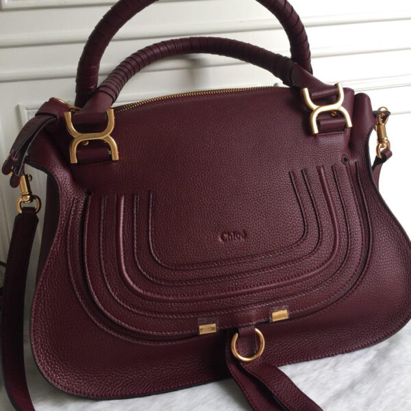 Chloe Marcie Double Carry Bag Plum Burgundy - Image 6