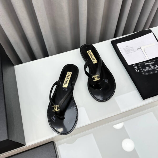Chanel Flip Flops Black Sandals - Image 6