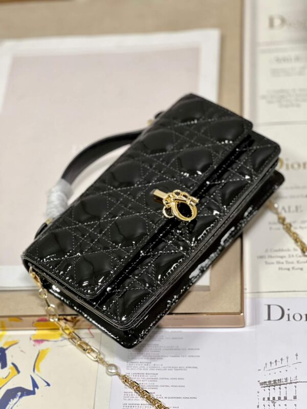 Miss Dior Top Handle Bag Black in Patent Leather - Image 7