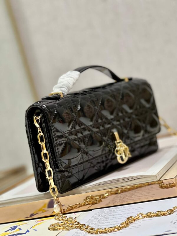 Miss Dior Top Handle Bag Black in Patent Leather - Image 8