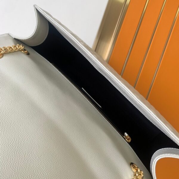 YSL White Large Envelope Matelassé Leather Shoulder Bag - Image 7