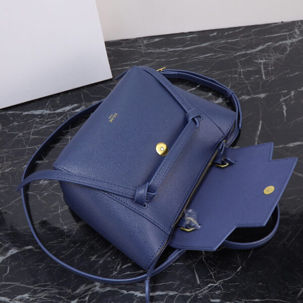 Celine Nano Belt Bag In Grained Calfskin Leather Blue Bag - Image 8