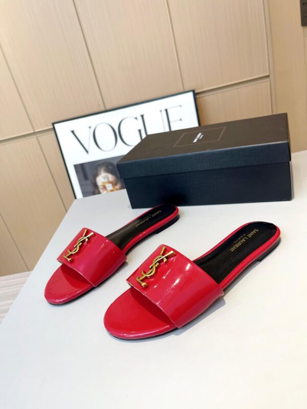 YSL Flat Red Slides