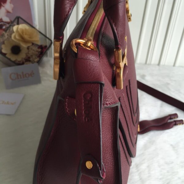 Chloe Marcie Double Carry Bag Plum Burgundy - Image 7
