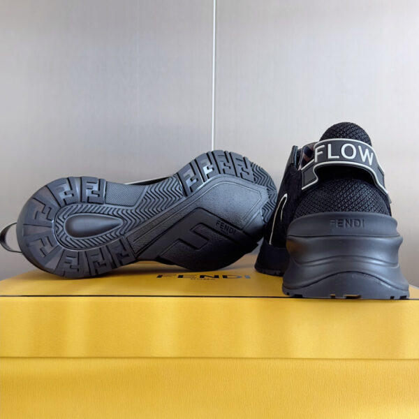 Fendi Flow Men's Leather Sneakers in Black - Image 8