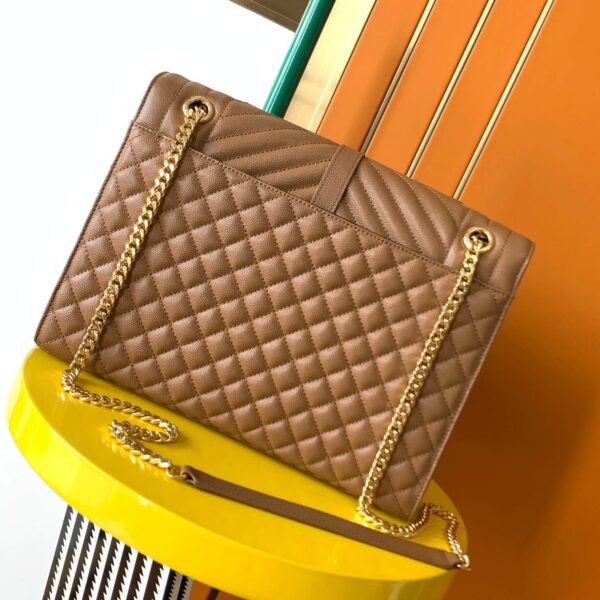 YSL Large Envelope Matelassé Leather Shoulder Bag - Image 8