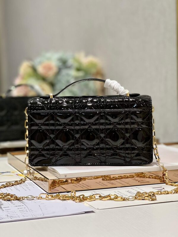 Miss Dior Top Handle Bag Black in Patent Leather - Image 9