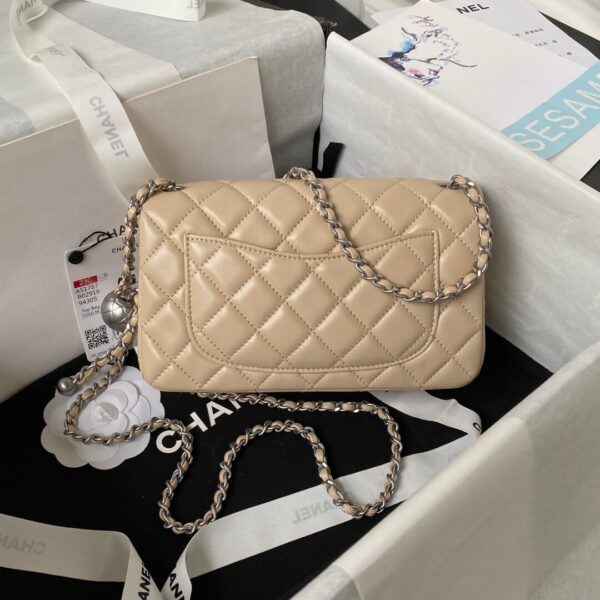 Chanel Mini Rectangular Flap Bag Beige - Image 8