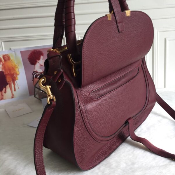 Chloe Marcie Double Carry Bag Plum Burgundy - Image 8