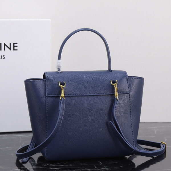 Celine Nano Belt Bag In Grained Calfskin Leather Blue Bag - Image 9