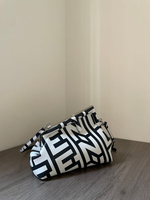 Fendi First Bag in Fendi Roma Capsule Leather Black/White - Image 9