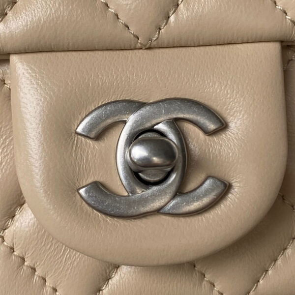 Chanel Mini Rectangular Flap Bag Beige - Image 9