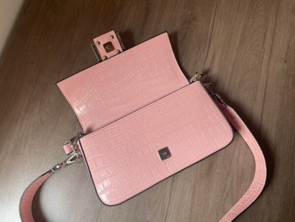 Fendi Baguette Brown Pink Crocodile Leather - Image 8