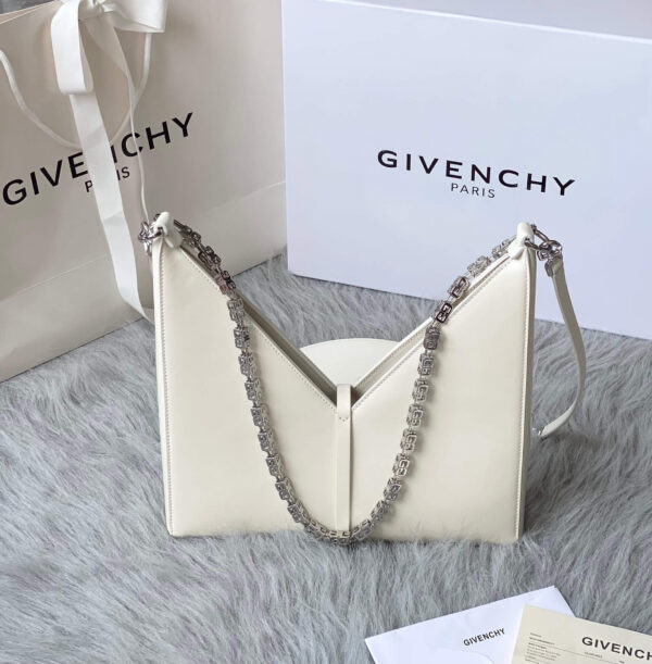Givenchy V-Shaped Cut Out Chain Bag White - Image 8