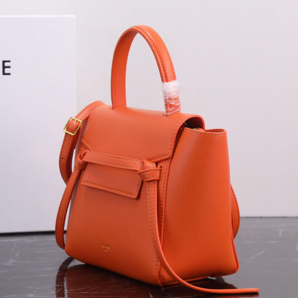 Celine Nano Belt Bag In Grained Calfskin Leather Orange Bag - Image 8