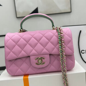 Chanel Mini Rectangular Flap with Top Handle Pink Bag