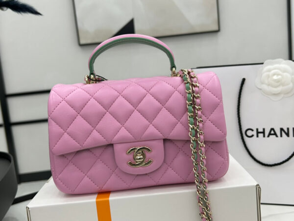 Chanel Mini Rectangular Flap with Top Handle Pink Bag