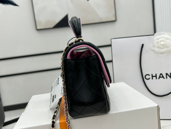 Chanel Mini Rectangular Flap with Top Handle Black Bag - Image 9