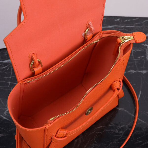 Celine Nano Belt Bag In Grained Calfskin Leather Orange Bag - Image 9