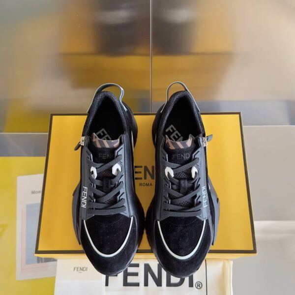 Fendi Flow Men's Leather Sneakers in Black - Image 9