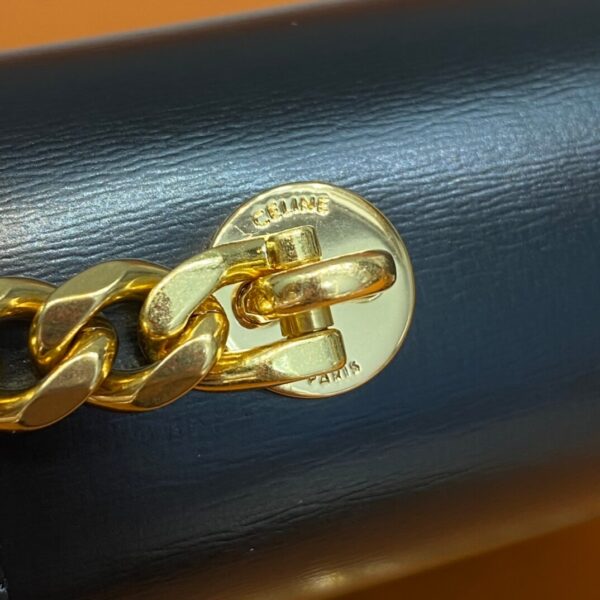 Celine Black Triomphe Shoulder Bag with Chain - Image 9