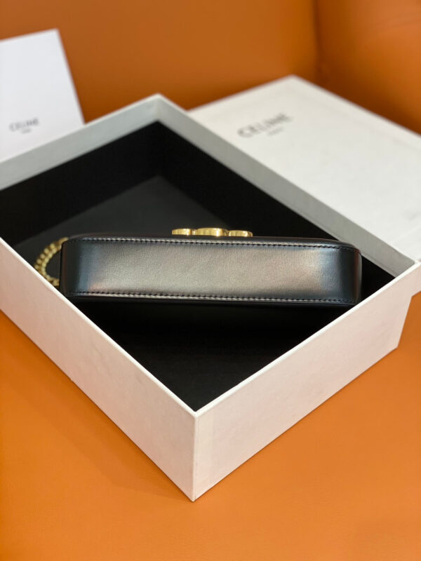 Celine Black Triomphe Shoulder Bag with Chain - Image 8