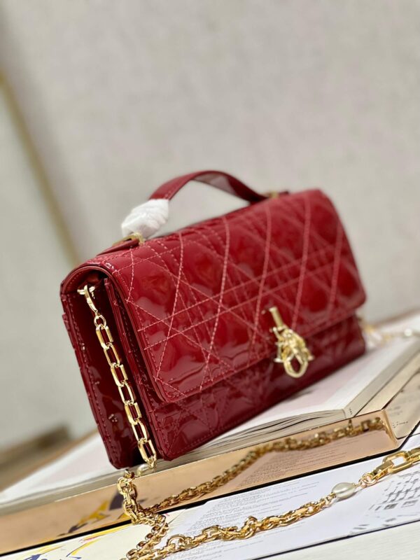 Miss Dior Top Handle Bag Red in Patent Leather - Image 9