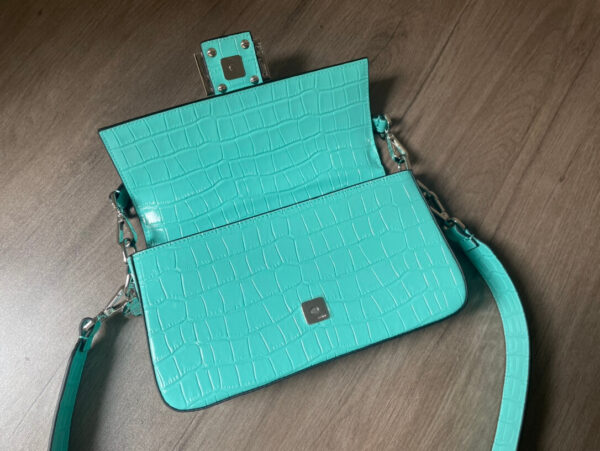 Fendi Baguette Tiffany Blue Bag Crocodile Leather - Image 8